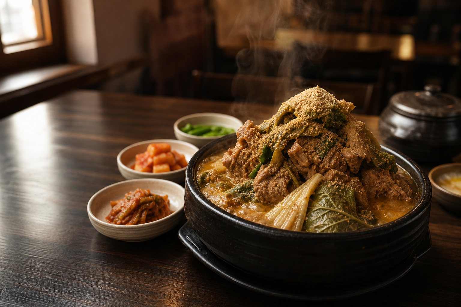 푸짐하게 끓여낸 백두대가감자탕 대표 감자탕